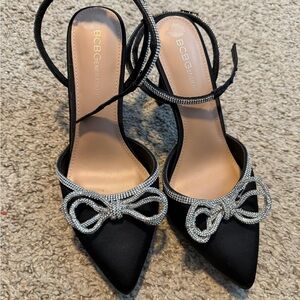 BCBGeneration Black and Silver Women's Heels size 8
